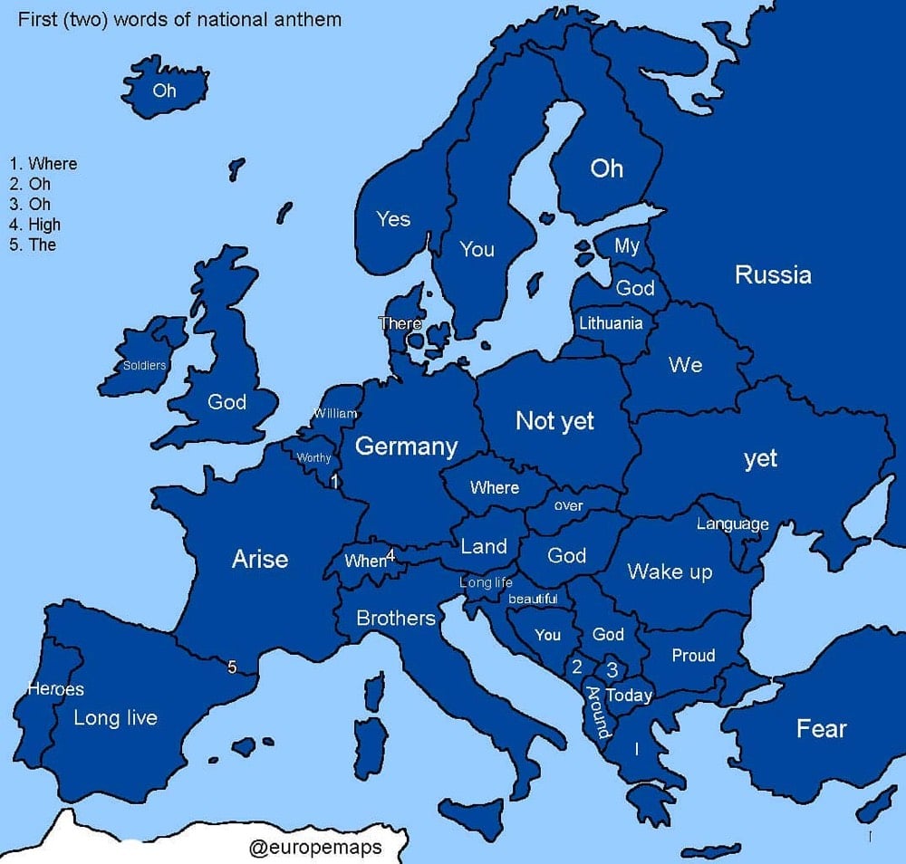 Europe Map Anthems