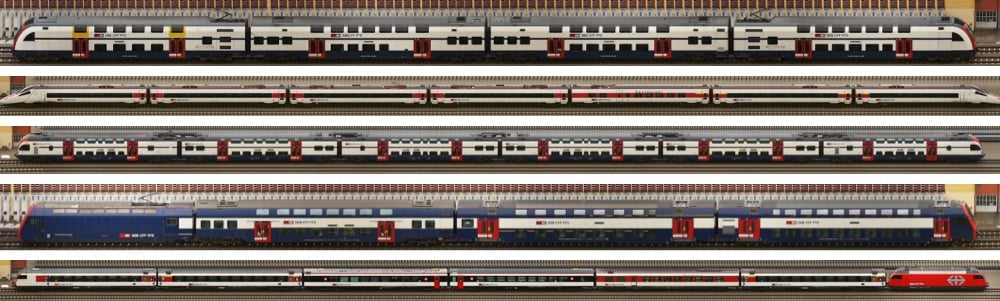 several full-length images of trains