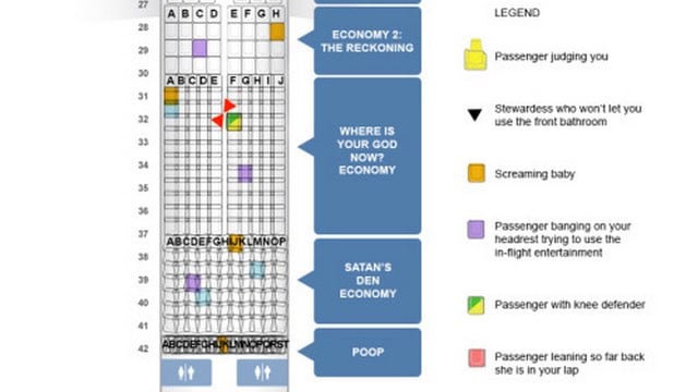 Airplane seating map from Hell